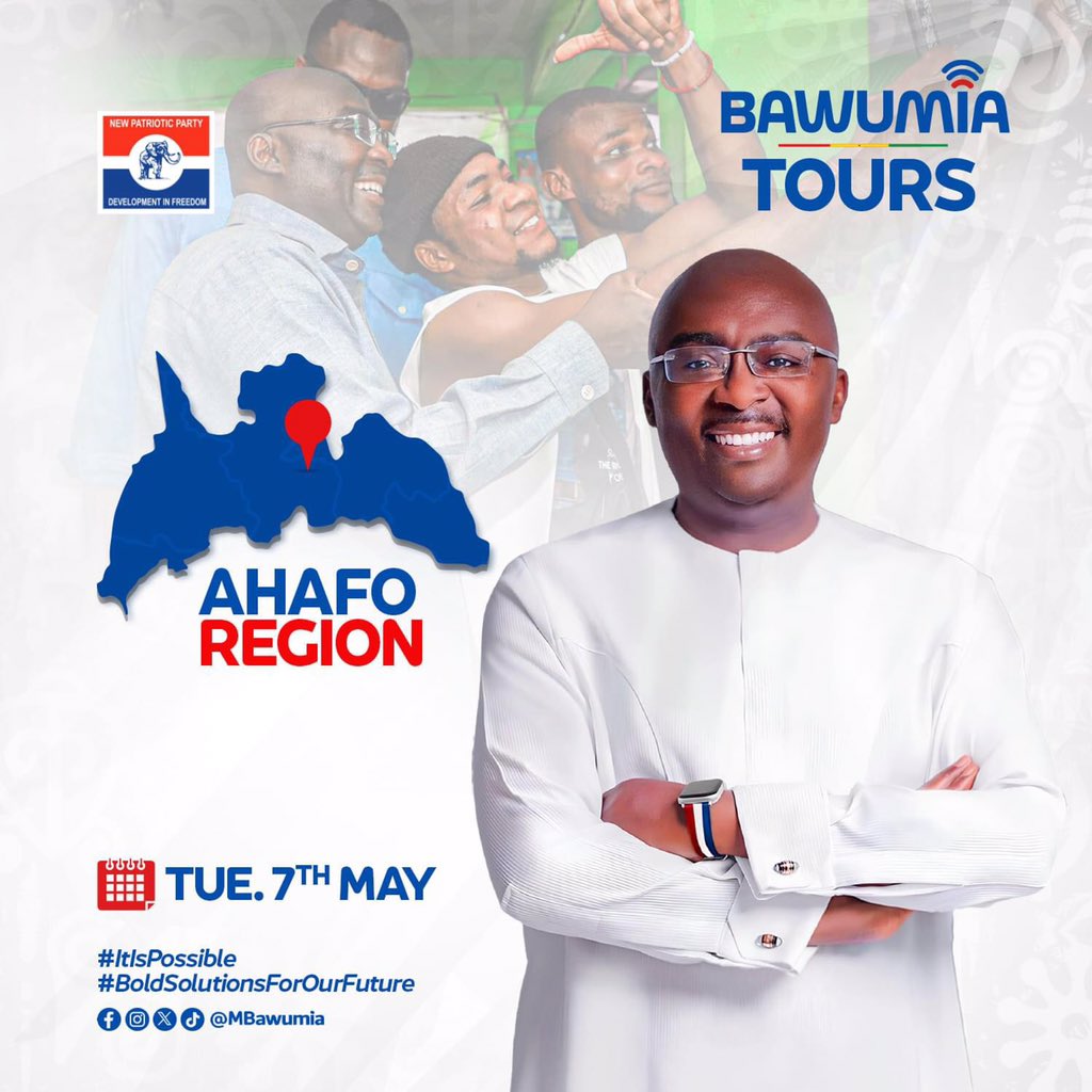 Ahafo Region, Dr. Bawumia joins you today to share his Bold Solutions for Ghana’s Next Chapter. #Bawumia2024 #BawumiaTours