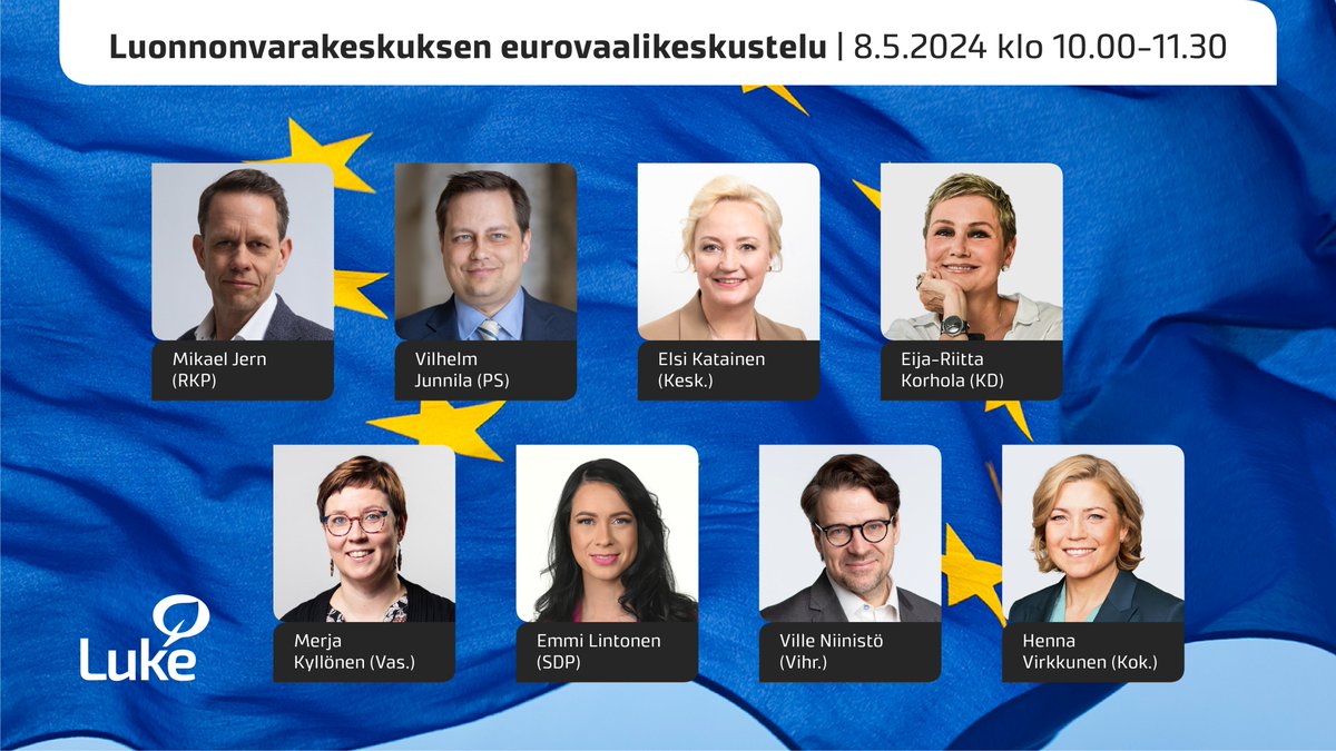 Vielä ehdit mukaan klo 10 alkavaan eurovaalikeskusteluun!

Keskustelussa syvennytään erityisesti metsiin, maatalouteen ja energiakysymyksiin.

Tilaisuus striimataan suorana YouTube-kanavassamme:
youtu.be/PakuSz0YkB8

#eurovaalit #eurovaalit2024