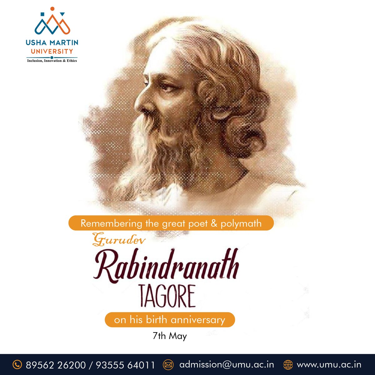 Saluting the timeless wisdom and literary legacy of Rabindranath Tagore on his birth anniversary.
#RabindranathTagore #PoeticGenius #literature #ushamartinuniversity #birthanniversary