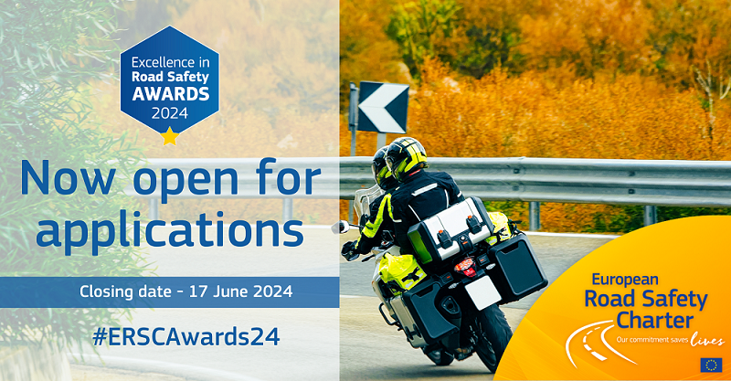 🚩 The Excellence in #RoadSafety Awards 2024 are open for applications! Which category will you apply for? 🏆 ⭐Technology & innovation ⭐Vulnerable road users ⭐Motorcycling ⭐Education ⭐Urban road safety More 👉 europa.eu/!Wybgp4 #VisionZero #SafeSystem #ERSCAwards24