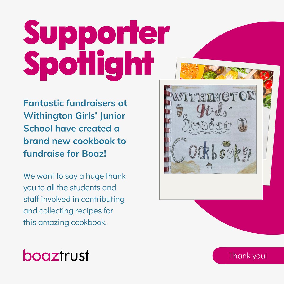 Big thank you to the students at @WGSJuniors who were involved in creating a brand new recipe book to fundraise for Boaz! 🧡 If you’ve been inspired, you can find more ideas and info about fundraising for our work here: rb.gy/n6dp67 #RefugeesWelcome #EndDestitution