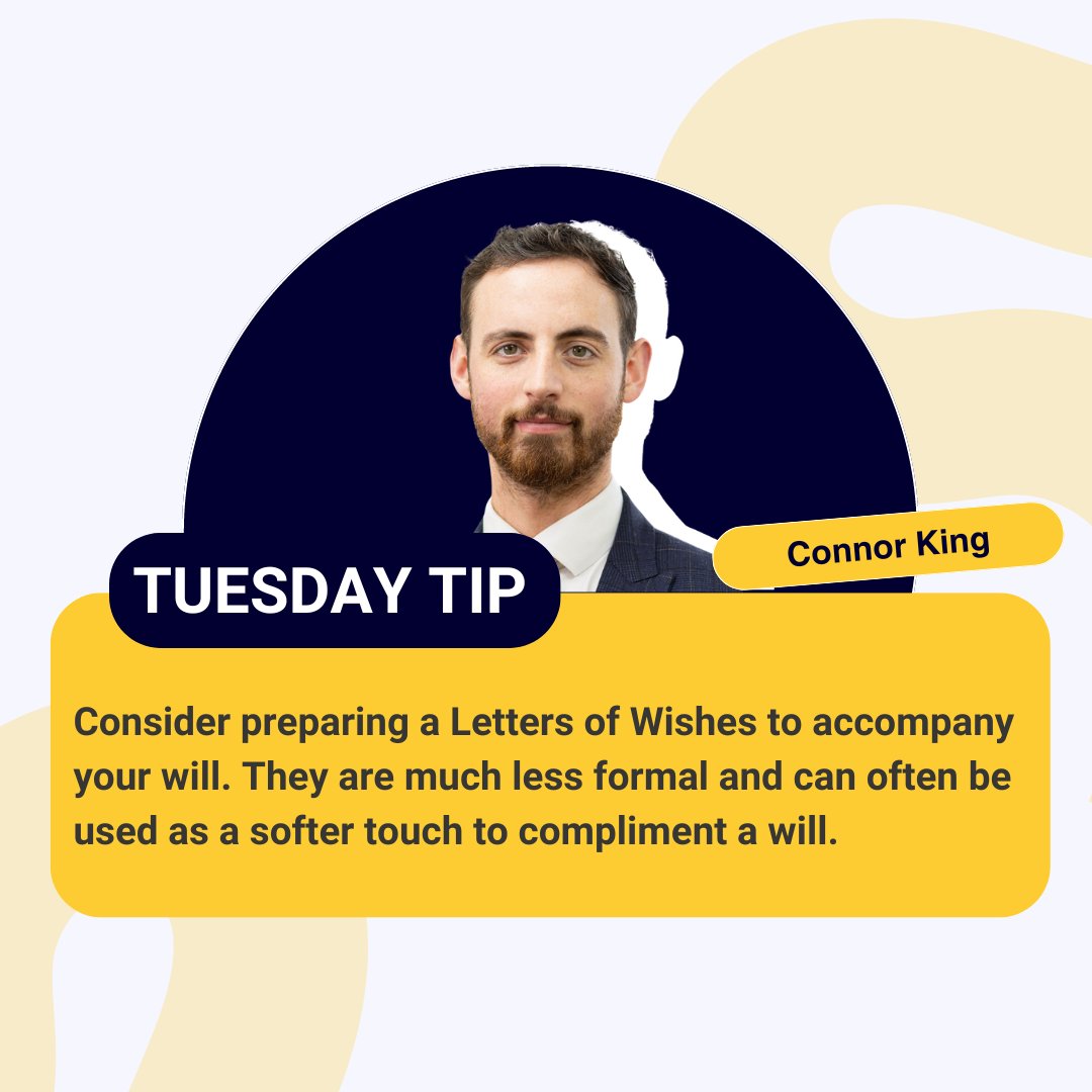 For #DyingMattersAwarenessWeek our Tuesday Tip is from solicitor, Connor King. We can help ensure that your wishes are carried out after your death. Talking to your loved ones and leaving a letter of wishes can help. #TheWayWeTalkAboutDyingMatters #DMAW24