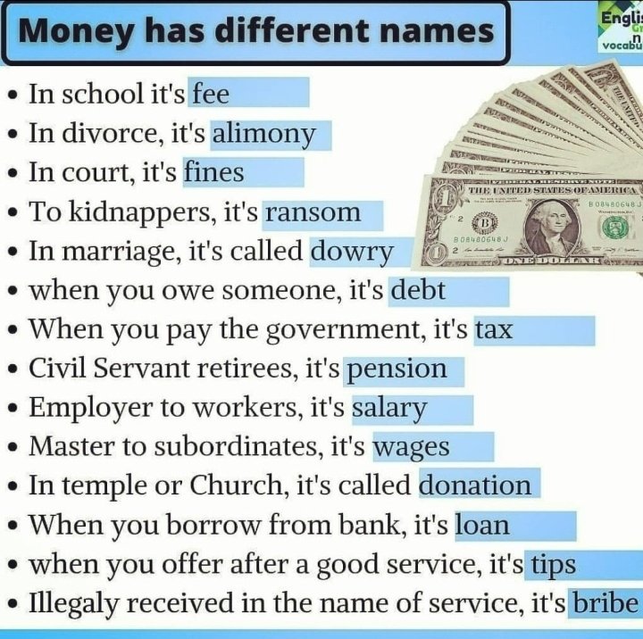 Money has different names.