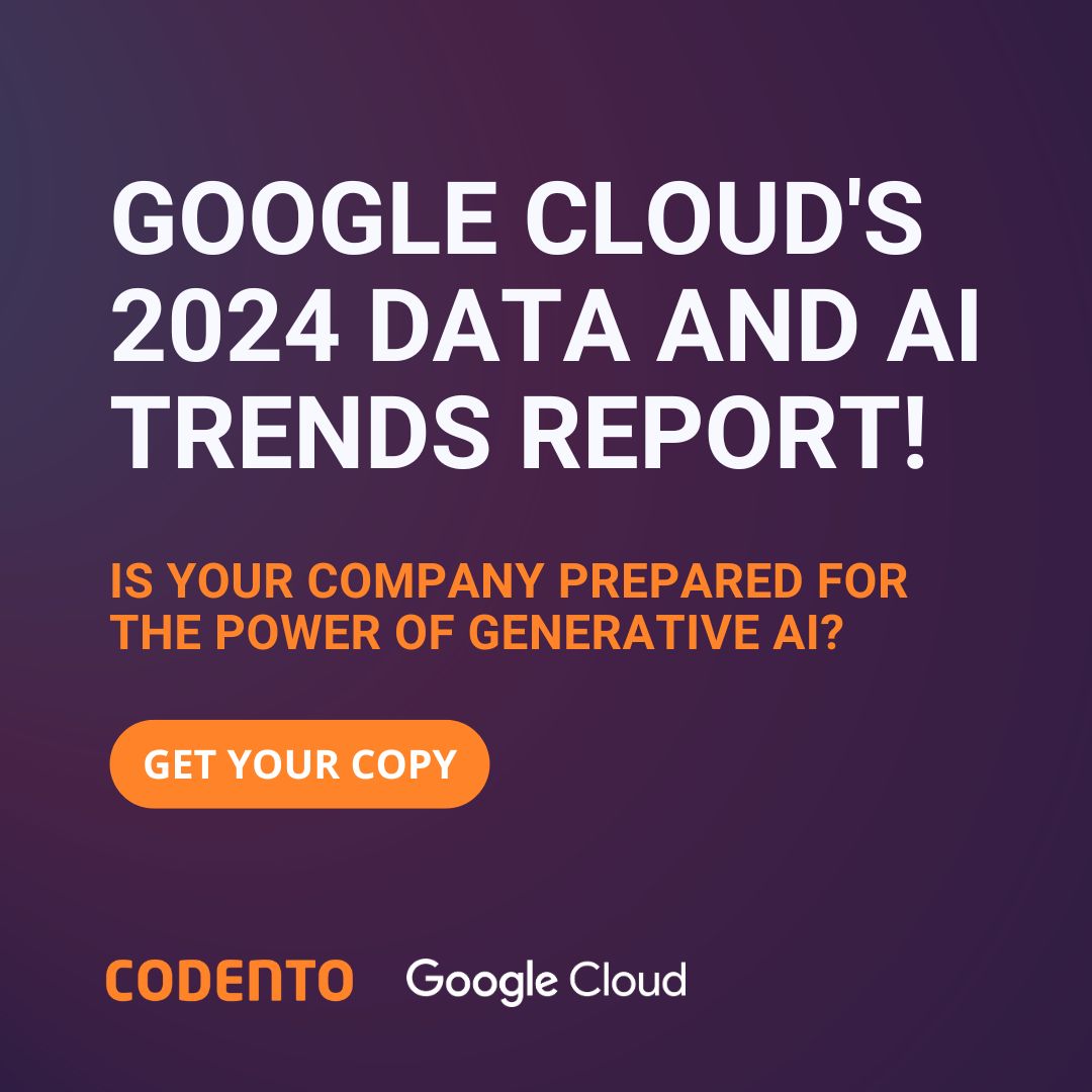 🤖 Get ready for the AI revolution with Google Cloud's 2024 Data and AI Trends Report! 🤯 Is your company prepared for the power of generative AI? 🤔

Get your FREE copy today! ➡️ codento.com/blog/download-…

#codento #googlecloud #AI #datamanagement #generativeAI #futureofdata