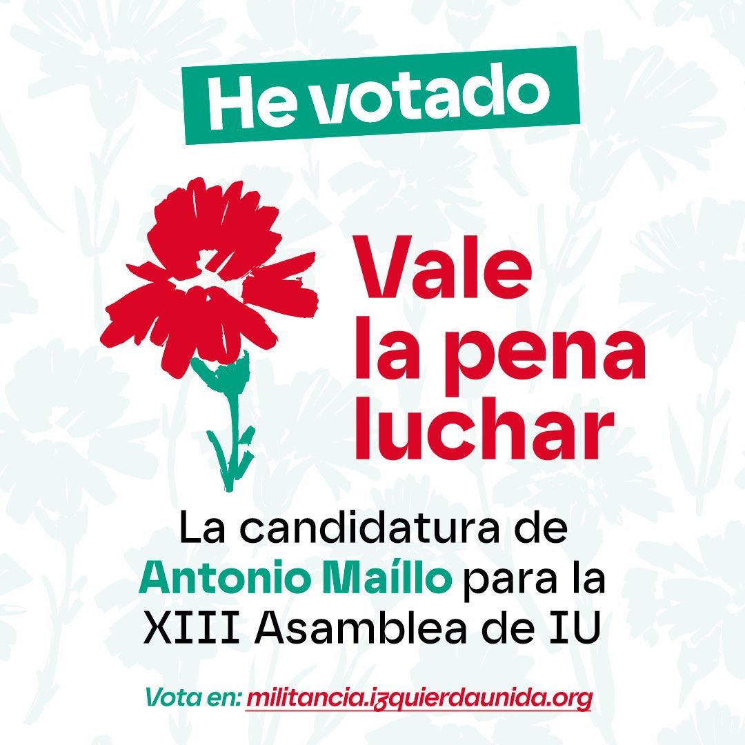 Para mí, @MailloAntonio encarna la ternura y calidad humana necesarias para hacer vivible la política. Y el bagaje de una izquierda con raíces profundas y vocación abierta y unitaria. Por eso, sin desmerecer a nadie, mi voto va hoy para #ValeLaPenaLuchar @ValeLaPenaIU