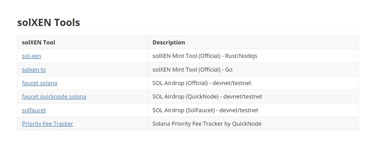 just added solXEN related tools on x1.wiki: * solxen mint tools (Rust/Nodejs/Go) * SOL faucet websites * Solana priority fee tracker (mainnet) #XEN #X1 #XENBLOCKS #SOLXEN