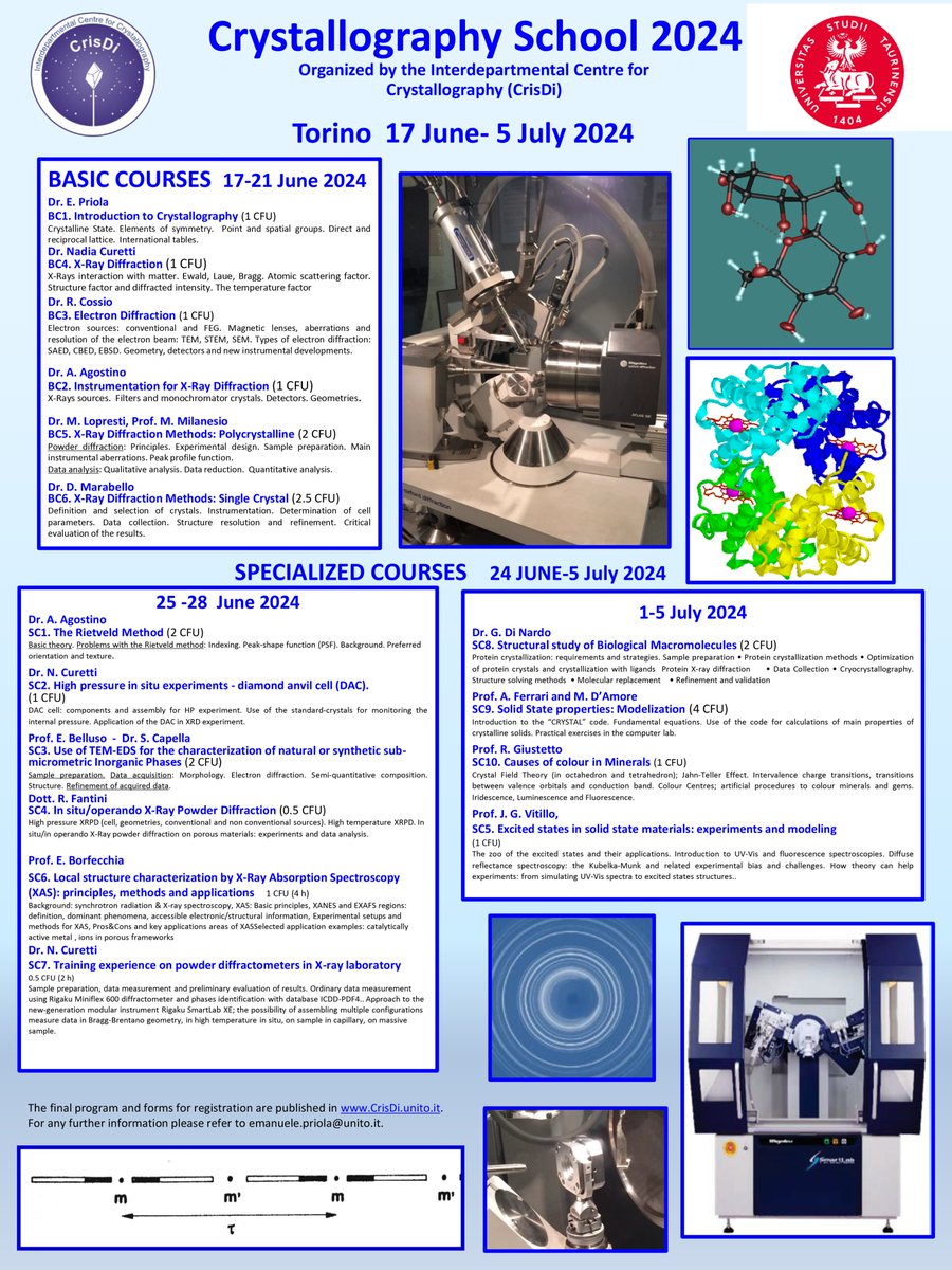 I'm pleased to share with you that this year as well, the international crystallography school CrisDi will take place, and I'll have the honor of teaching the basic course on powder diffraction.