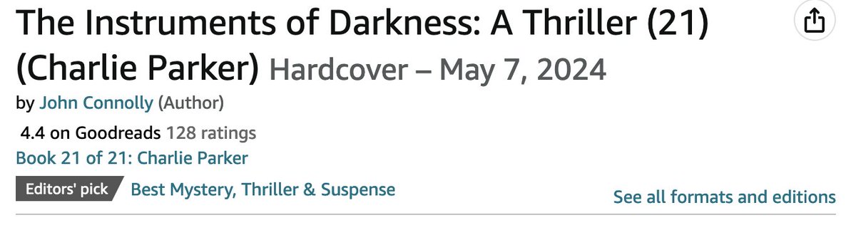 Thanks to @amazon for making THE INSTRUMENTS OF DARKNESS (on sale today!) an Editors' Pick: a.co/d/822UjRs