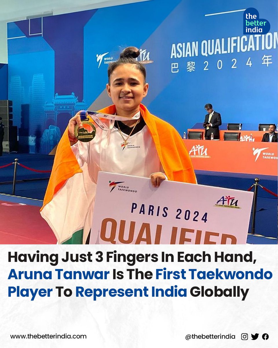 Aruna Tanwa,  the first Indian Taekwondo player to represent the country at the 2020 Tokyo Paralympics, has qualified for the 2024 Paris Paralympics. 

@ArunaTanwar1 

#paris2024 #Paralympics #ArunaTanwar #Taekwondo #Olympics #Inspiration #Haryana #WorldAthleticsDay