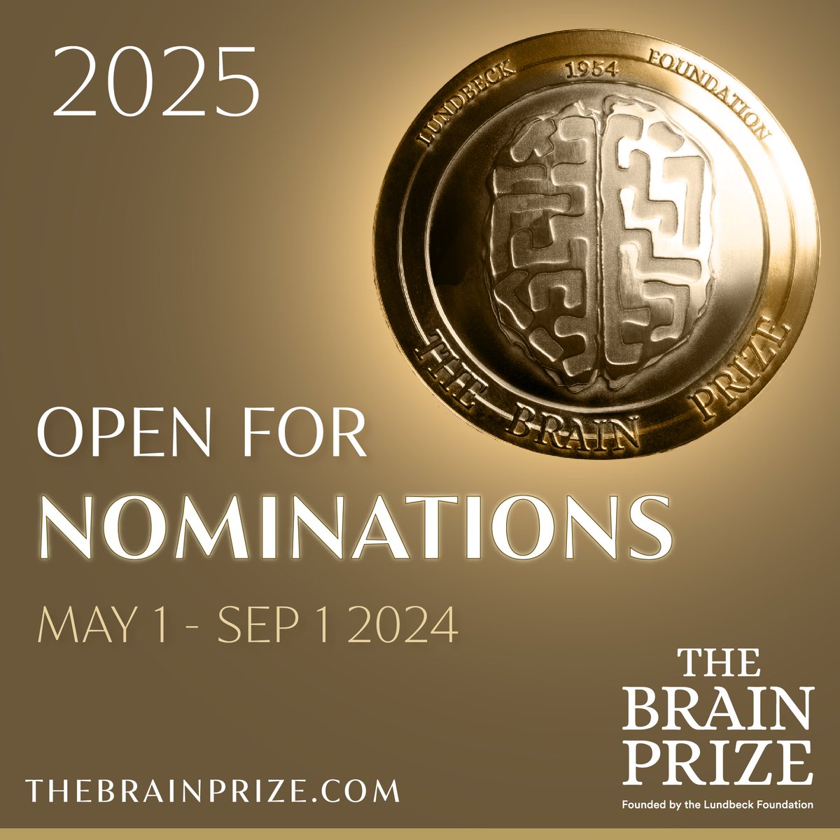 The Brain Prize is awarded to one or more scientists who have distinguished themselves through outstanding contributions to any field of #neuroscience, from basic to clinical. Read more and nominate a candidate for the Brain Prize 2025 here: lundbeckfonden.com/node/1175/nomi…