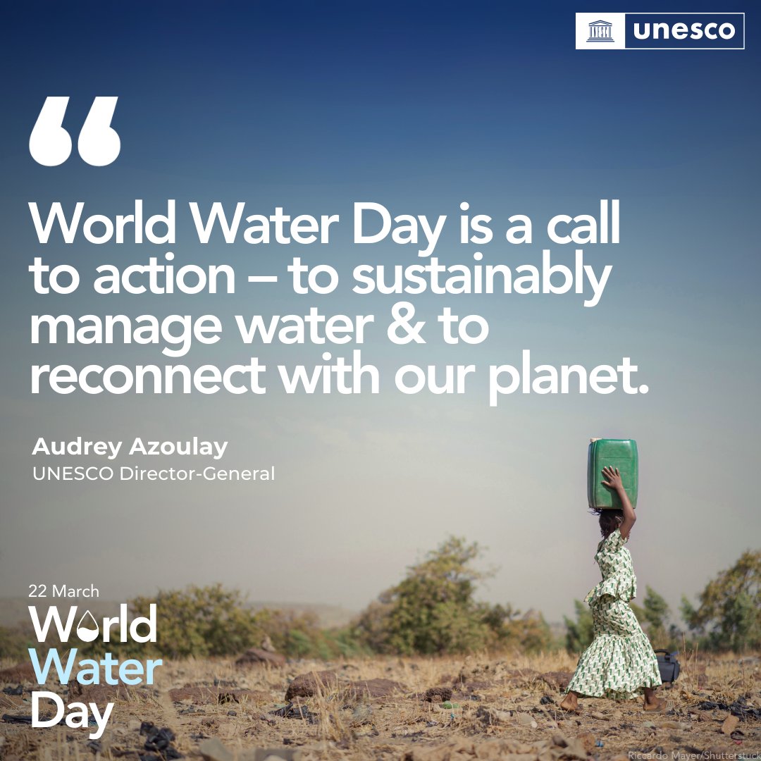 For many around the world, #water💧 scarcity has become the rule, rather than the exception.

Every #WorldWaterDay is a stark reminder for us to unite and ensure access to this vital resource through global dialogue & cooperation.

on.unesco.org/WaterDay