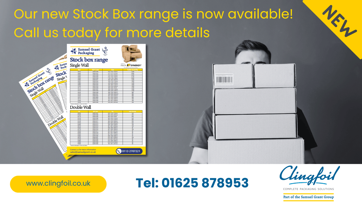 Clingfoil_ltd's tweet photo. Have you seen our new stock box range?

Call our dedicated sales team on 01625 878953

https://t.co/mCEAw2G6oE https://t.co/38LVgi4gEF
