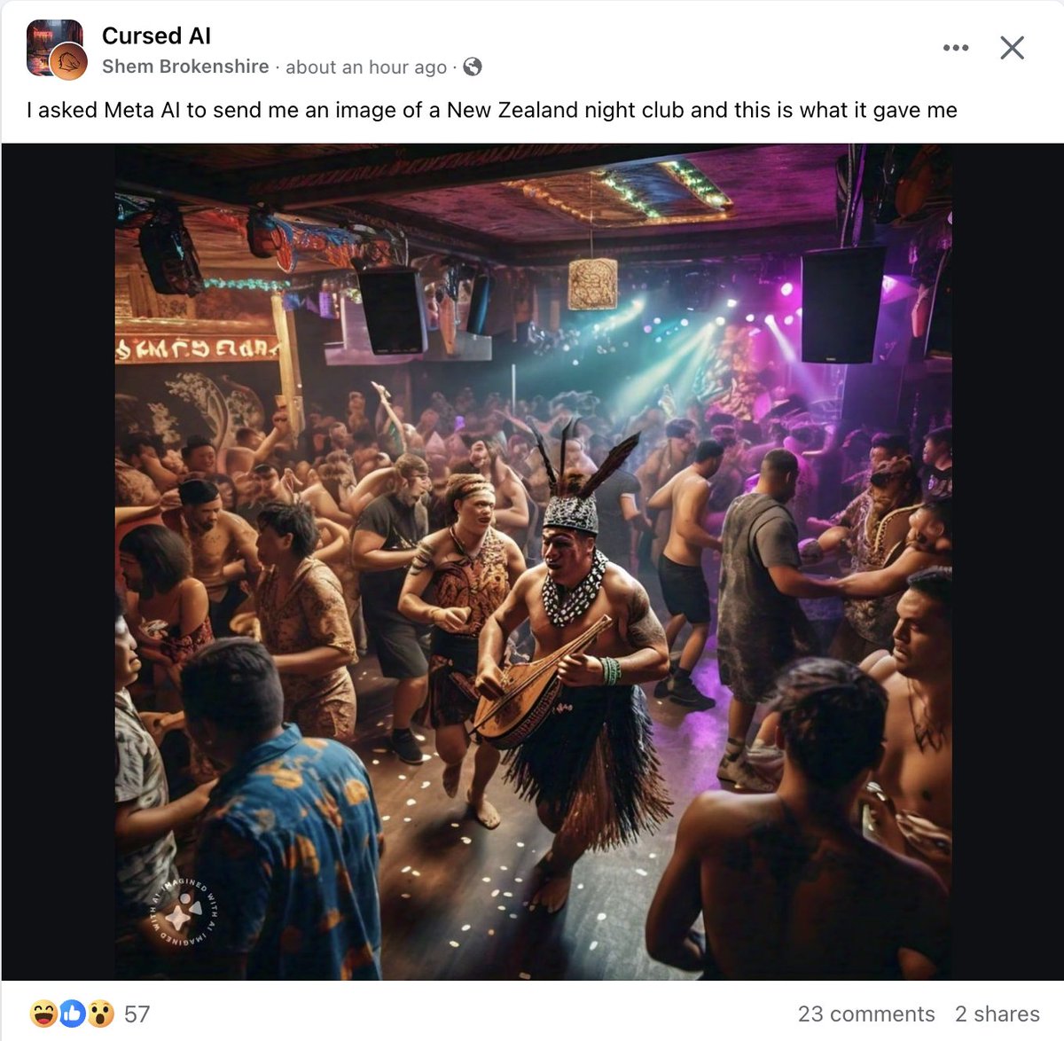 AI is awesome. Then it does this 🤦‍♂️🤣 New Zealand has a bit going on but I ain't been to a club like this.