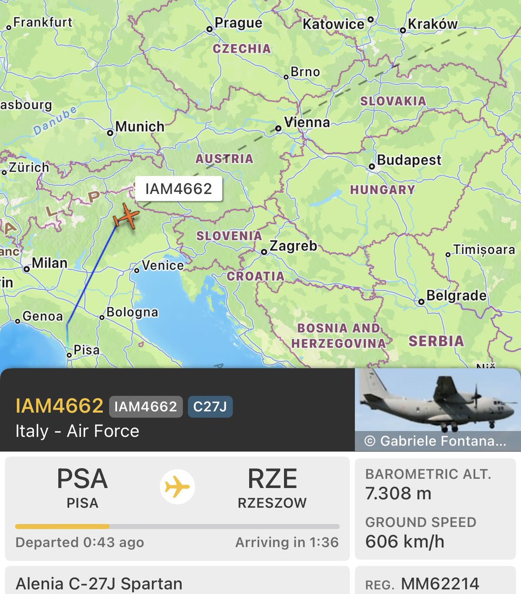 IAM4662 - MM62214 - 33FFBF

Italian C-27J Spartan from Pisa to Rzeszow.