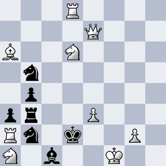 #chess #chessproblem #echecs #ChessStudy #chesscomposition
🇫🇷
[Solution du 447]
2#
(1/2)
Le thème imposé était fuite royale et auto-blocage sur la même case. Ici, le thème est triplé :
1.Dh4! (blocus)
Clé ampliative (donne la case de fuite e3 au Roi noir) 
(…)