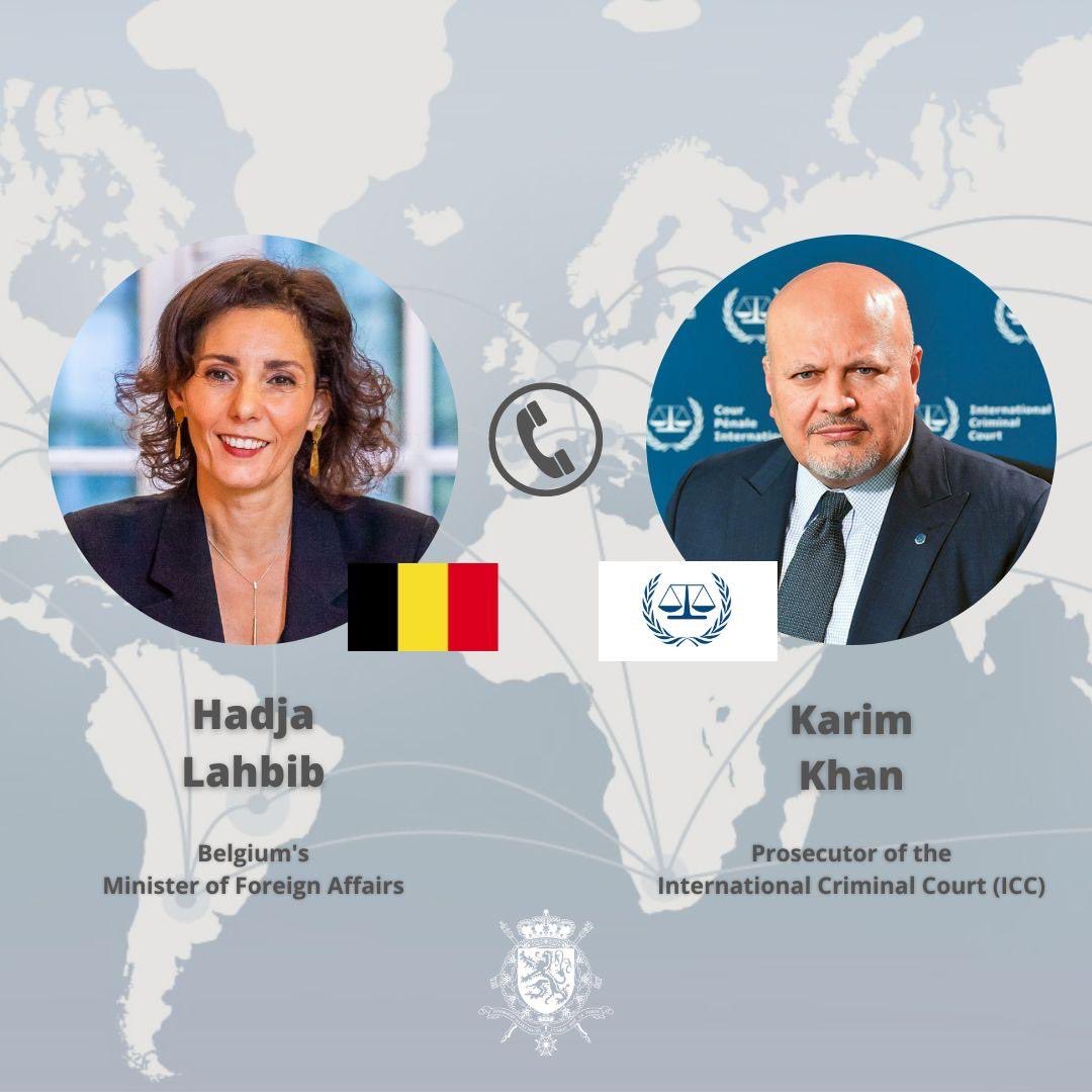 I spoke with @KarimKhanQC about the threats to the @IntlCrimCourt. The neutrality of the @IntlCrimCourt is essential for the fair and equal application of international law. Belgium reiterates its support for the @IntlCrimCourt and its prosecutor @KarimKhanQC.