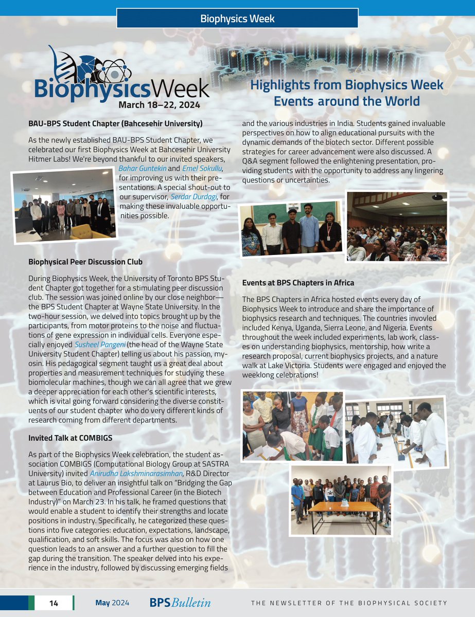 Delighted to share that the COMBIGS @SastraUniv event as part of #BiophysicsWeek (worldwide) celebration held on March 23rd got highlighted in Biophysical Society's monthly newsletter, May 2024 issue. Thanks @BiophysicalSoc
for showcasing the student event
biophysics.cld.bz/Biophysical-So…