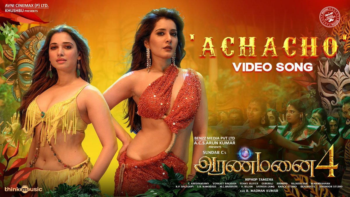 Witness the full energy of 'Achacho' from #Aranmanai4💥💃 The uncut version🌟of the sensational #Achacho is out now💖🎶 youtu.be/ijBxe70sd8M The beats are hotter than ever🥵️🔥 #Aranmanai4BlockbusterHit🏚⚡ A #SundarC Entertainer A @hiphoptamizha musical🎶 @khushsundar