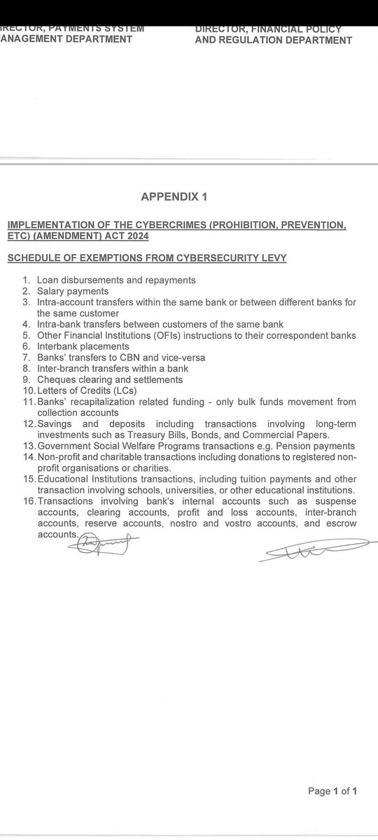 I am sure you must have seen or heard of the circular by the CBN to financial institutions to start the deduction of the Cyber security Levy. Here is what you need to know in a nutshell. 1. There is a Cyber security (Prohibition, Prevention, etc) Amendment Act 2024 (An…