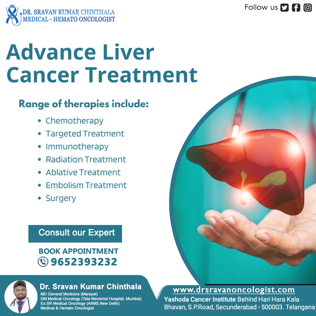 Revolutionary #livercancer treatments! From cutting-edge #immunotherapy to #targetedtherapies, we offer hope and healing. Learn more today!

#DrSravanKumar #BestOncologist #Hematologist #Oncologist #YashodaHospital #Secunderabad #Hyderabad #Cancer #CancerSpecialist