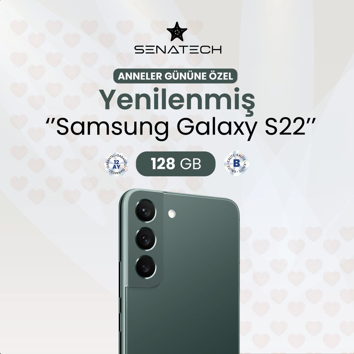 ❤️ Anneler Günü'nü Samsung Galaxy S22 ile kutlayın! 🎁 Şimdi Senatech'te özel Anneler Günü indirimleriyle Samsung Galaxy S22'yi yakalayın. 📱 Annenize teknoloji ve şıklık sunarak ona unutulmaz bir hediye verin! #AnnelerGünü #SamsungGalaxyS22 #HediyeFikirleri #Teknoloji #Senatech