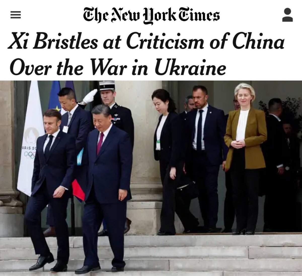 🔴 Un autre grand succès diplomatique de Macron ! 😄 'Xi Jinping n'apprécie pas les critiques à l’adresse de la Chine concernant la guerre en Ukraine' : le New York Times écrit, non sans amusement, que toutes les tentatives de Macron de faire pression sur Xi Jinping au sujet des…