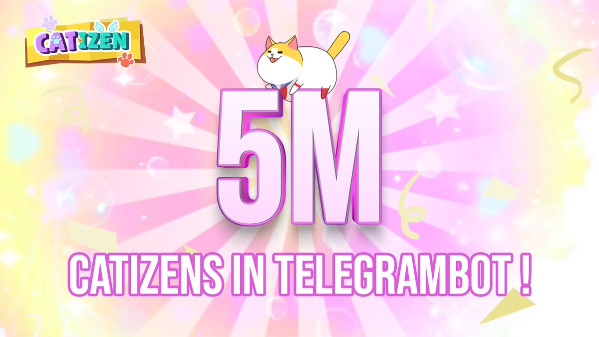 📣 Catizens! Catizen going online for one and a half month and we have amassed 5M Catizens in Kittyverse!🌏 🔥Here are some data we'd like to share🔥 🐾 Total In-Game Catizens: 5M 🐾 DAU: 613K 🐾 Catizen 1st Launchpool Cat Pool Participants: 23,161 🐾 Catizen 1st Launchpool