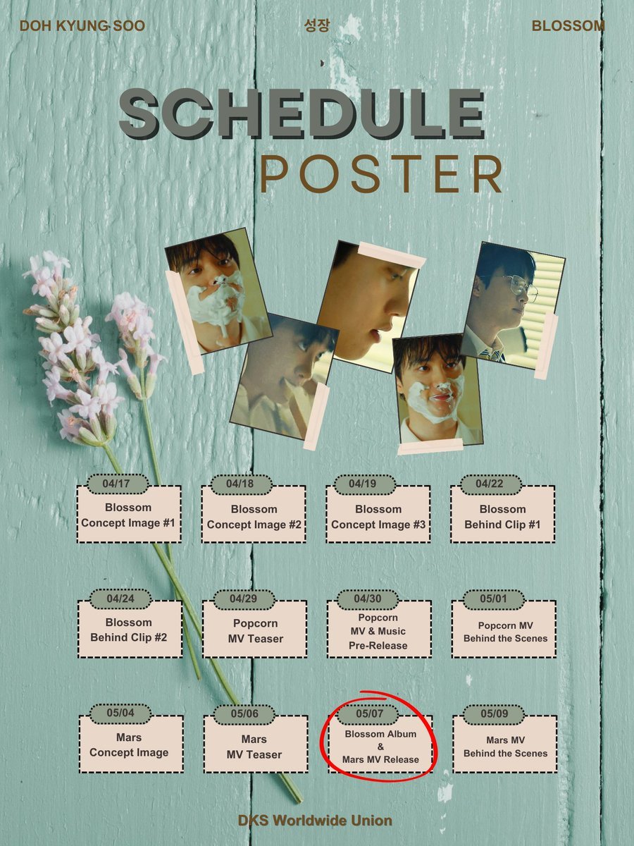 DOH KYUNG SOO 3rd Mini Album ‘성장’ [Blossom] will be out very soon at 6PM KST today along with the official MV of his title track, ‘Mars’!

🚀 Drop the hashtags NOW🚀

#BLOSSOM_OutNow
#DOHKYUNGSOO_MARS
#오후6시_도경수Mars
#성장하는_도경수_Mars
<a href="/companysoosoo_/">Company Soosoo</a>