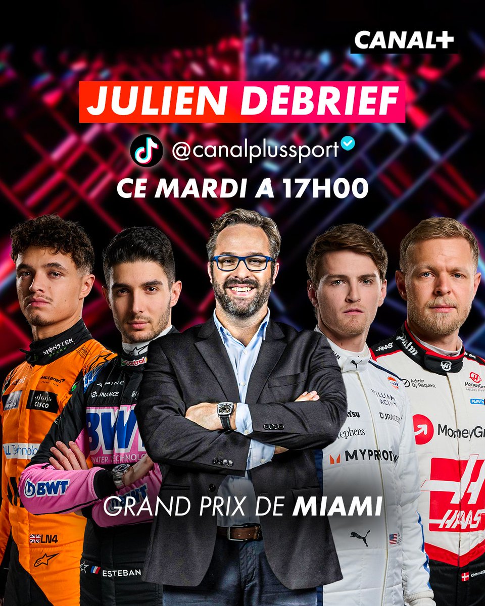 Ce soir à 17H00, retrouvez @Julien_FEBREAU sur notre compte TikTok pour débrieffer le #MiamiGP ! 🇺🇸 La victoire de Norris, la Safety Car, le premier point d'Alpine, les pénalités de Magnussen... vous pourrez discuter de tout ce qui vous intéresse ! #F1