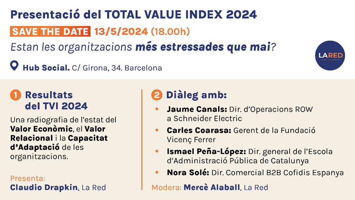 Estan les organitzacions més estressades que mai? Els càrrecs intermedis cada cop tenen més sobrecàrrega i estrès? 

D'això en parlarem el proper dilluns 13 a les 18:00 hores al <a href="/hubsocialbcn/">Hub Social Barcelona. (Girona 34, interior. Bcn)</a>  a la presentació del 3r estudi del TVI.