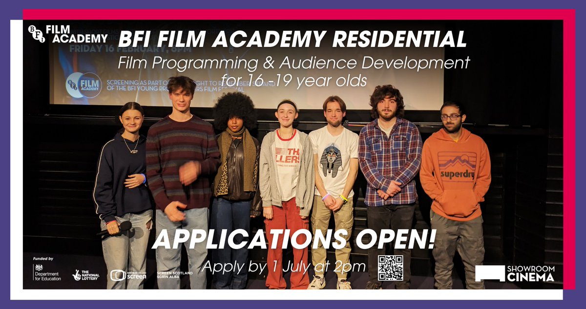 The @BFIFilmAcademy Summer Residential 2023 @showroomcinema is welcoming 16-19 year olds from across the UK! Delve into your passion for cinema, explore film programming, marketing and distribution, and even put on a film festival 🎞️ Apply today👉 bit.ly/4azX1GO