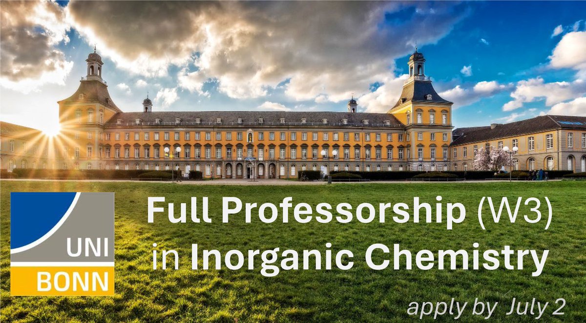 📢*please RT*🇩🇪 Excited to announce that we are hiring! Opening for a full professor (W3) in molecular #InorgChem. tinyurl.com/inorgchemprof #chemjobs #UniBonn