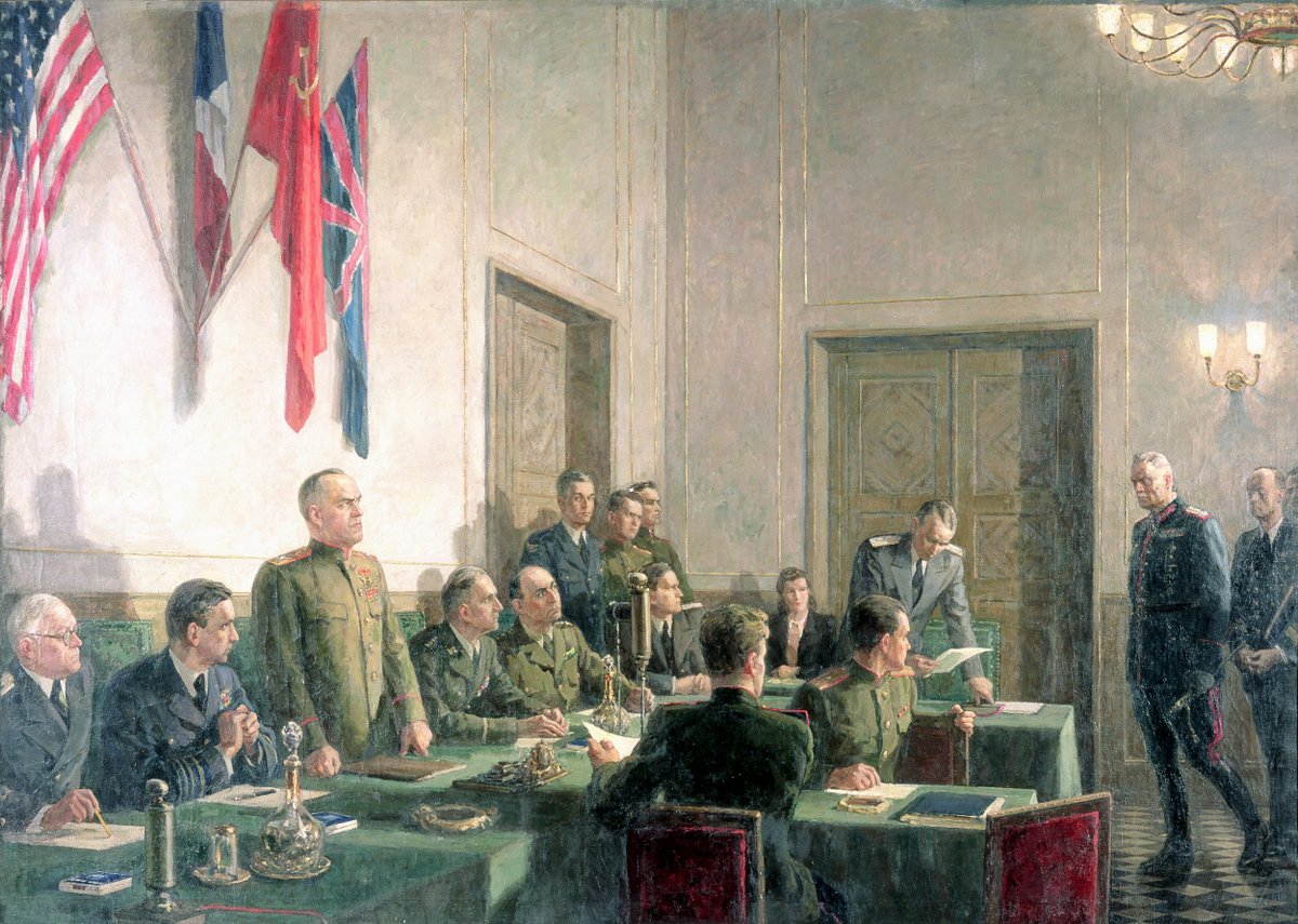 “The signing of the Act of Unconditional Surrender of Germany”, painting by M. Kupriyanov, P. Krylov and N. Sokolov, 1945—1946