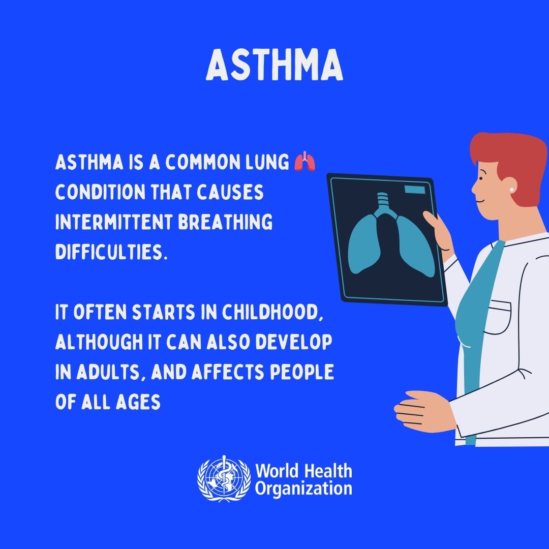 It's #WorldAsthmaDay #Asthma is a common lung condition that causes intermittent breathing difficulties. It often starts in childhood, although it can also develop in adults, and affects people of all ages bit.ly/2vKygG1