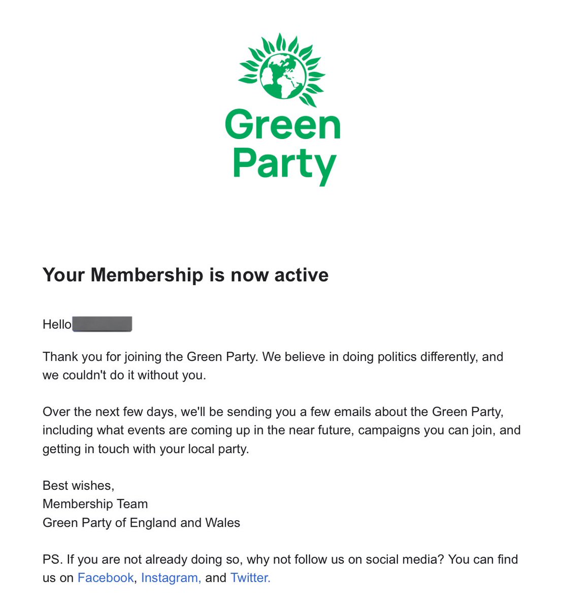 Anyways official joined @TheGreenParty 💚💚💚