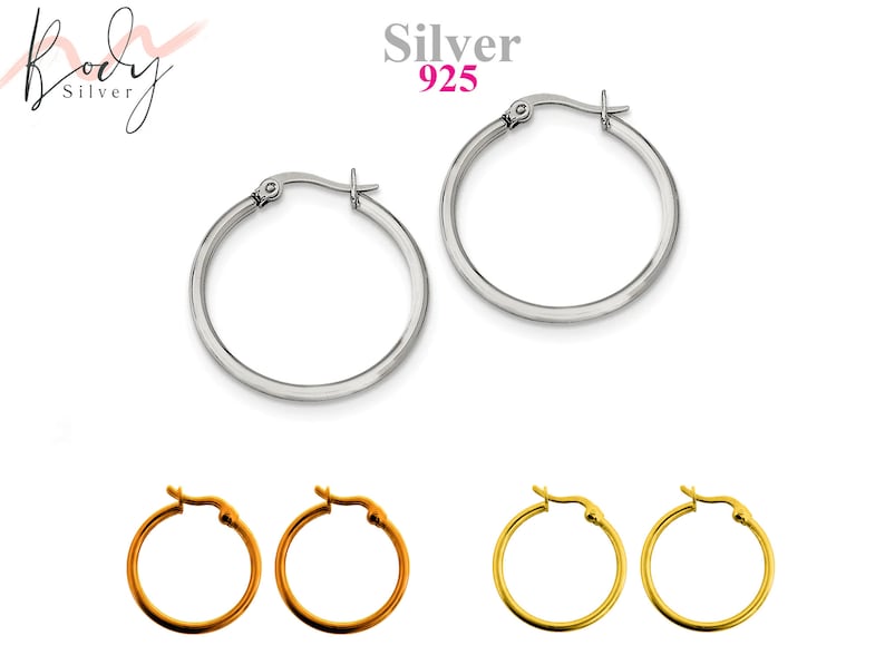 Hoop Earrings Silver large and Medium with Latch Back Closure Available in Silver,Gold and Rose Gold Tone-1 Pair. #silverhoopearrings #sleeperhoopearrings #nosering #silverdaithring #rookring #helixring #earlobepiercing #hoopearrings #huggiehoopearrings 
🛒etsy.com/uk/listing/150…