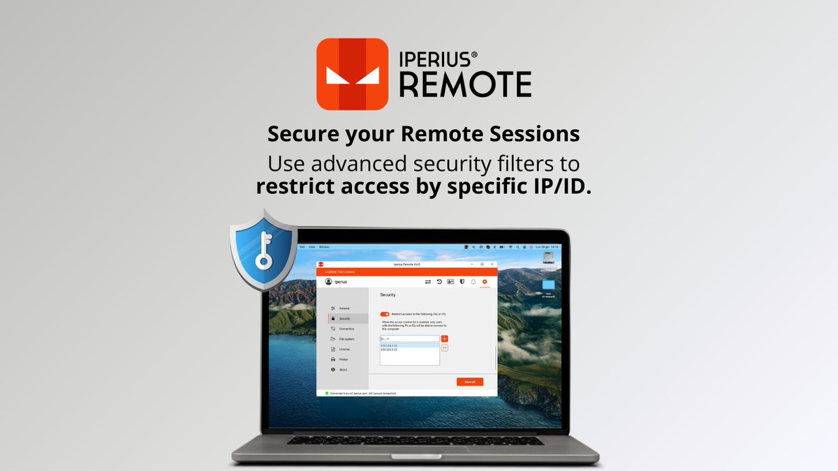 Boost your remote access security with Iperius Remote 4.6!

Now featuring enhanced security filters, allowing you to restrict access specifically to designated IP/ID addresses.

Upgrade Now!
🔗shorturl.at/qtAL5

#SecureRemoteAccess #RemoteDesktopSoftware #RemoteAccess