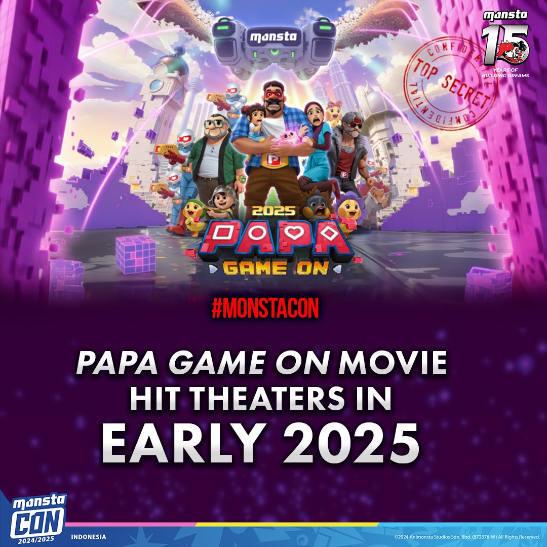 #MONSTACON | Film Premiere: A must-see family event! 'PAPA Game On' movie is set to delight parents and kids alike when it premieres in cinemas during the school holidays in early 2025. #MONSTA #BoBoiBoy #Mechamato #PapaPipi #AniMY