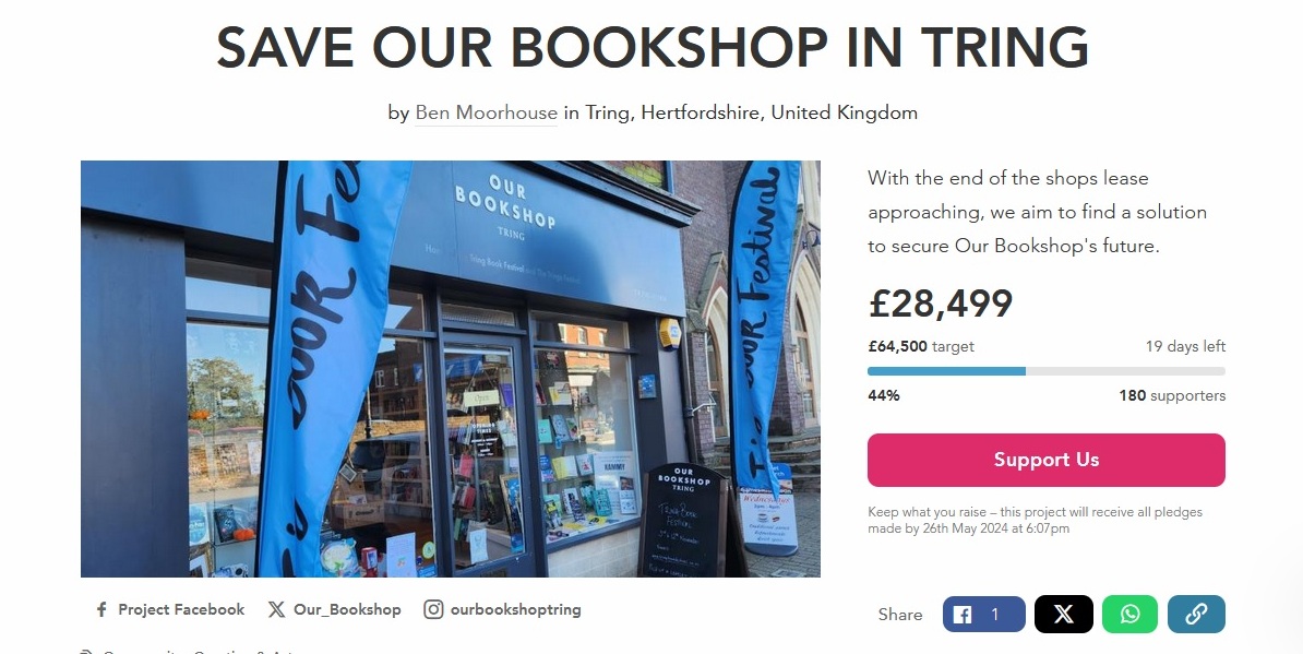 #crowdfundingupdate We saw a 3% increase yesterday. Thank you to everyone who contributed to the campaign including some wonderful authors @HGold_author @PiuDasGupta1 @ellygriffiths Details here... crowdfunder.co.uk/p/save-our-boo…