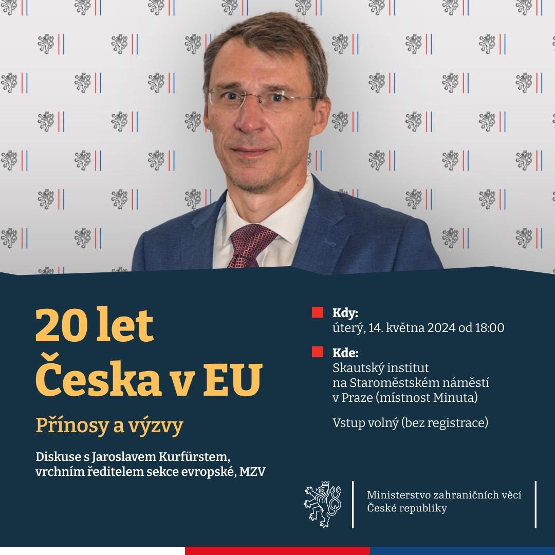 🎉 Co nám přineslo 20 let členství v EU? 🇪🇺 Jaké jsou výzvy, kterým Unie čelí, a jaké příležitosti nabízí EU mladým lidem? Přijďte s námi příští týden diskutovat.   ⏰ Kdy: úterý, 14. května, od 18 hod. 📍 Kde: Skautský institut, Staroměstské náměstí v Praze Těšíme se na Vás!