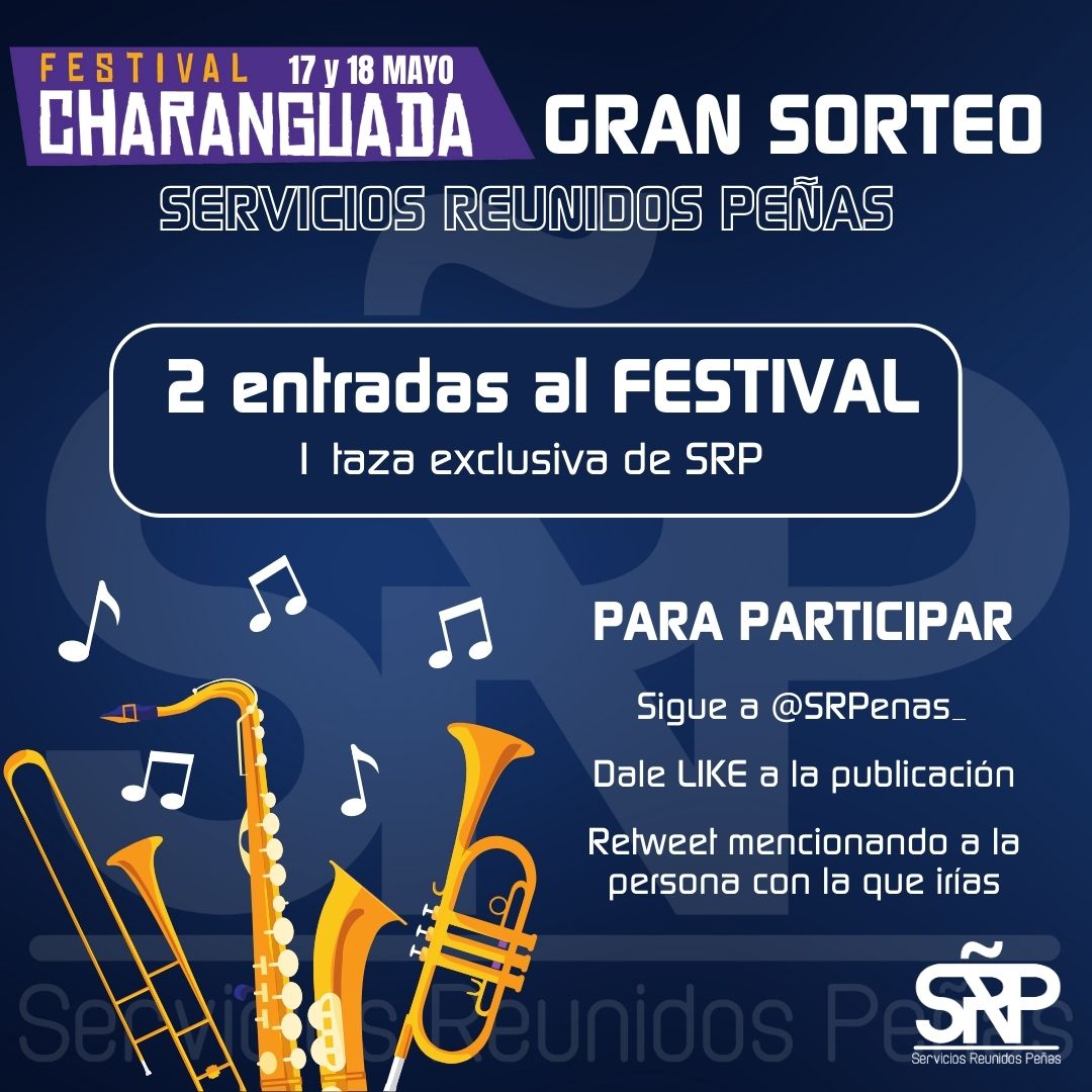 📣 GRAN SORTEO #CHARANGUADA2024

🎁 Consigue 2 entradas para el Festival <a href="/charanguada/">Festival Charanguada</a>  + una taza de SRP

👉 Participa:

✅ Síguenos en X a <a href="/SRPenas_/">Servicios Reunidos Peñas</a>
✅ Dale LIKE a esta publicación.
✅ RETWEET mecionando a la persona con la que irías al Festival.

🫵 Tienes hasta el 12 de mayo.