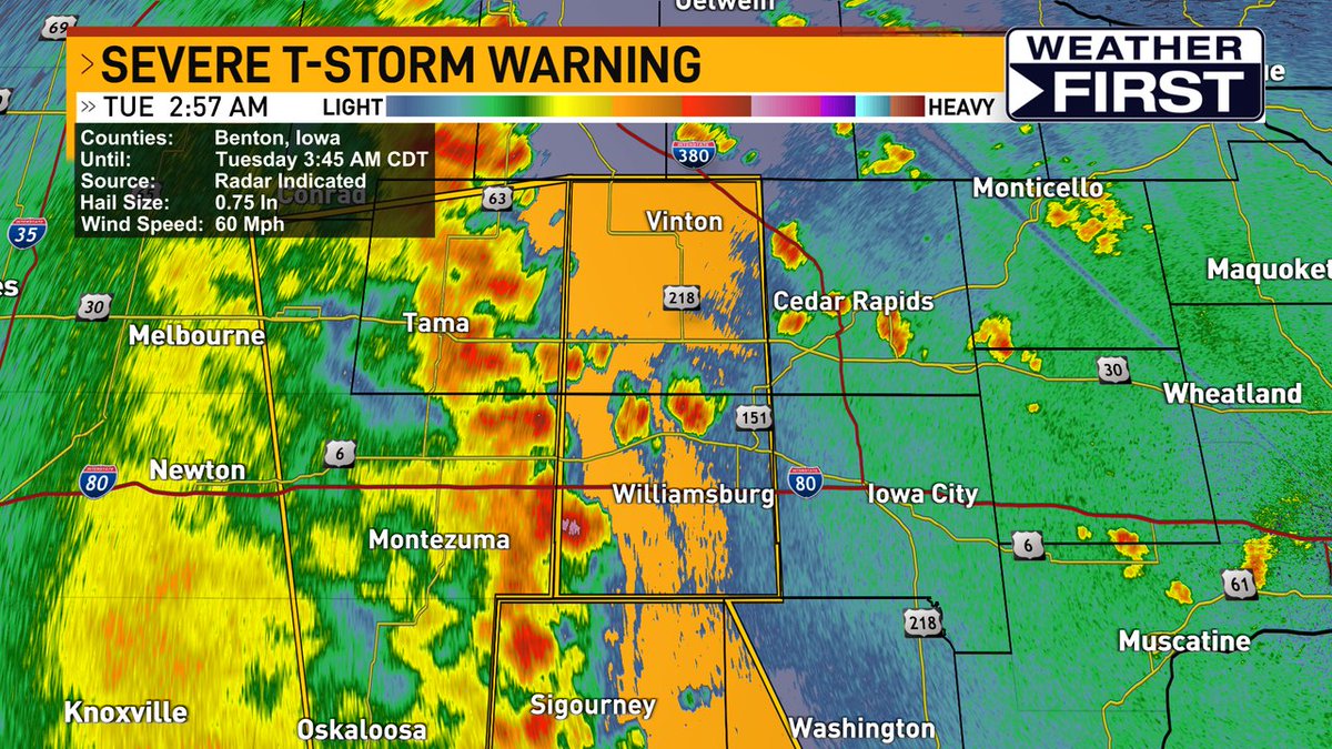 A Severe Thunderstorm Warning has been issued until May 07, 2024 3:45AM for Benton, Iowa Counties. #iawx
