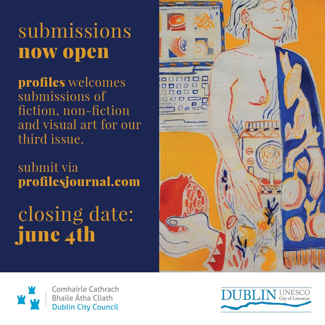 We are now accepting submissions for fiction, non-fiction, translation and visual art until Tuesday June 4th. Please ensure to read and follow the submission guidelines carefully before sending us your work. We can’t wait to see what you have for us. profilesjournal.com