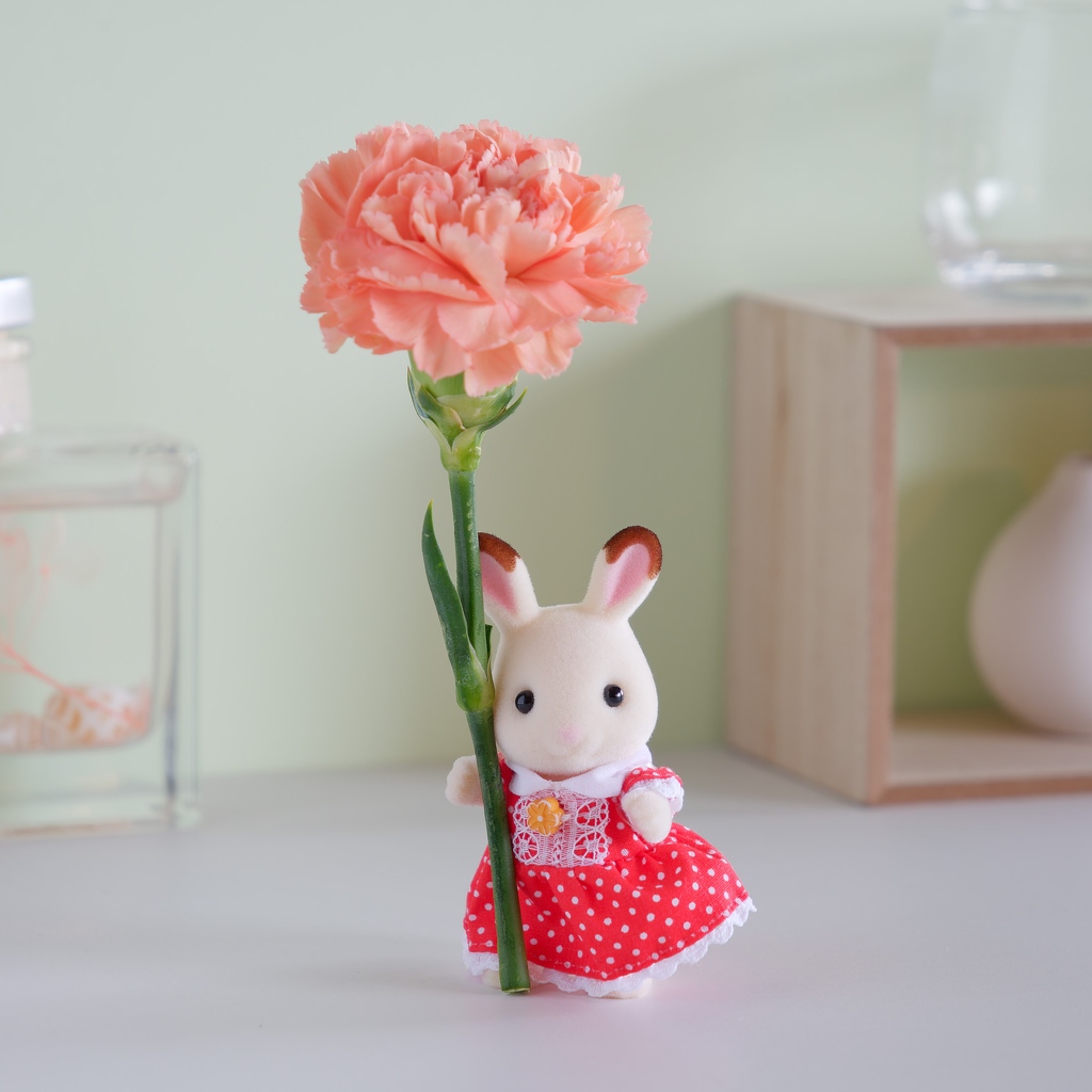 Freya looks super sweet with this pretty flower. 🌷 No matter how you pose her, she’s bound to bring joy to your day! ✨ #cute #pretty #fun #flower #flowers #sylvanianfamilies #sylvanianfamily #sylvanian #calicocritters #calico #dollhouse #miniature #kawaii