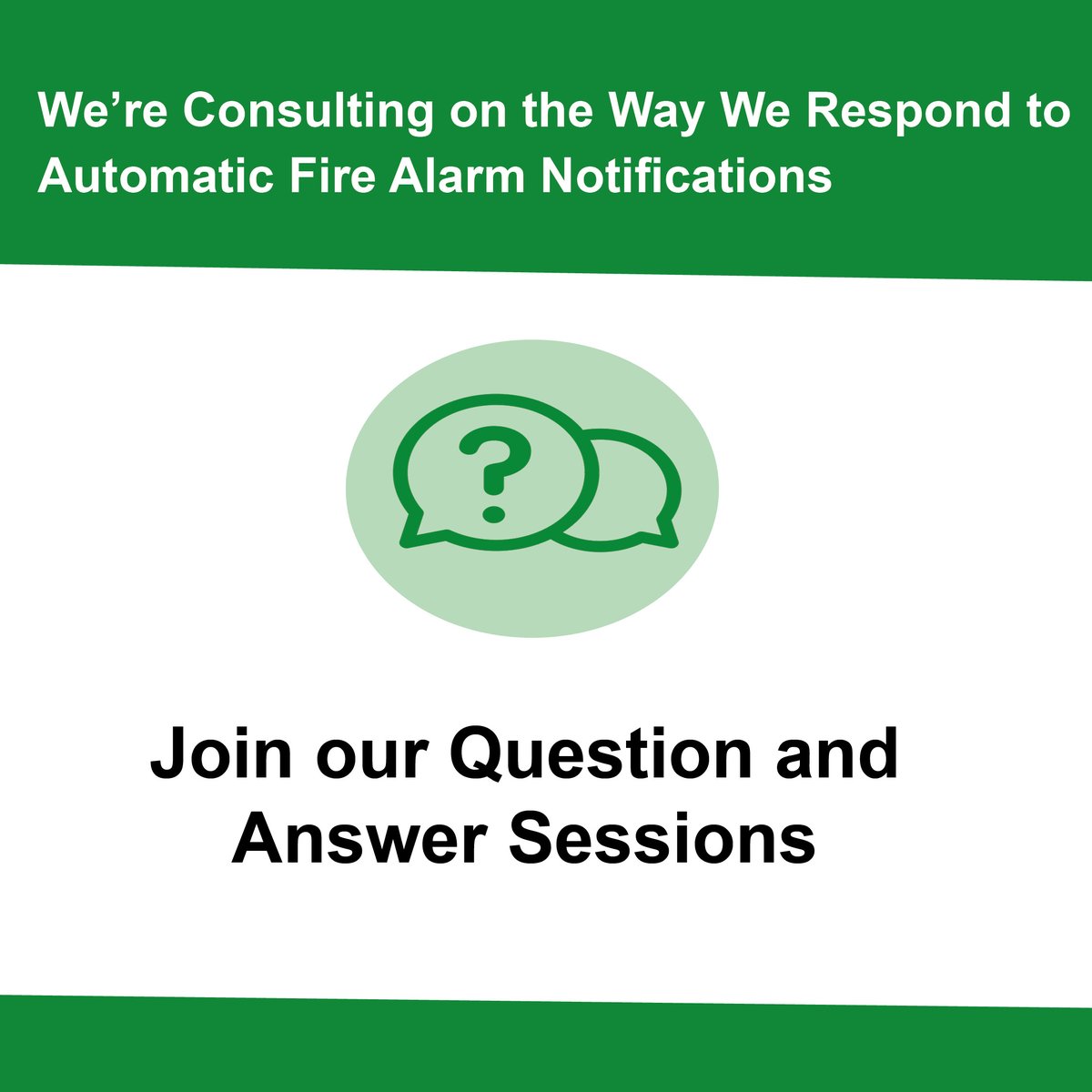 We have added more Q&A session dates for our Automatic Fire Alarms consultation: 📅 1 May 2024 between 4pm-5pm; 📅 7 May 2024 between 2pm-3pm; and 📅 9 May 2024 between 12pm-1pm. You can register to attend ➡️ow.ly/MSLx50Rc4jy