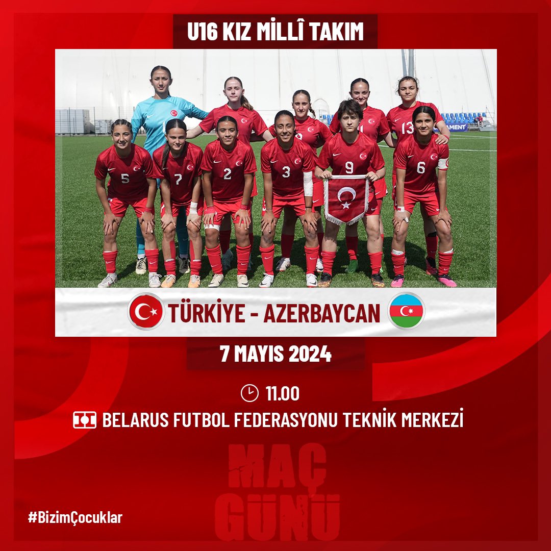 U16 Kız Millî Takımımız, bugün Gelişim Turnuvası'ndaki üçüncü maçına Azerbaycan karşısında çıkıyor. Başarılar #BizimÇocuklar🇹🇷 Canlı Yayın: youtube.com/live/UkT-T4KoQ…