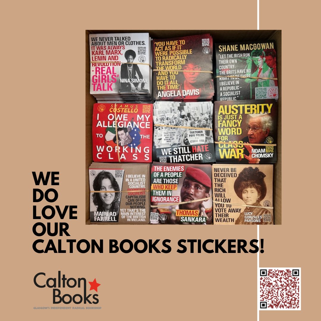 We ❤️ #CaltonBooks stickers 
#NinaSimone #LucyParsons #AngelaDavis #MaireadFarrell #ThomasSankara #HateThatcher #Chomsky #ShaneMcGowan #SeamusCostello

ow.ly/lw0150RvrXv