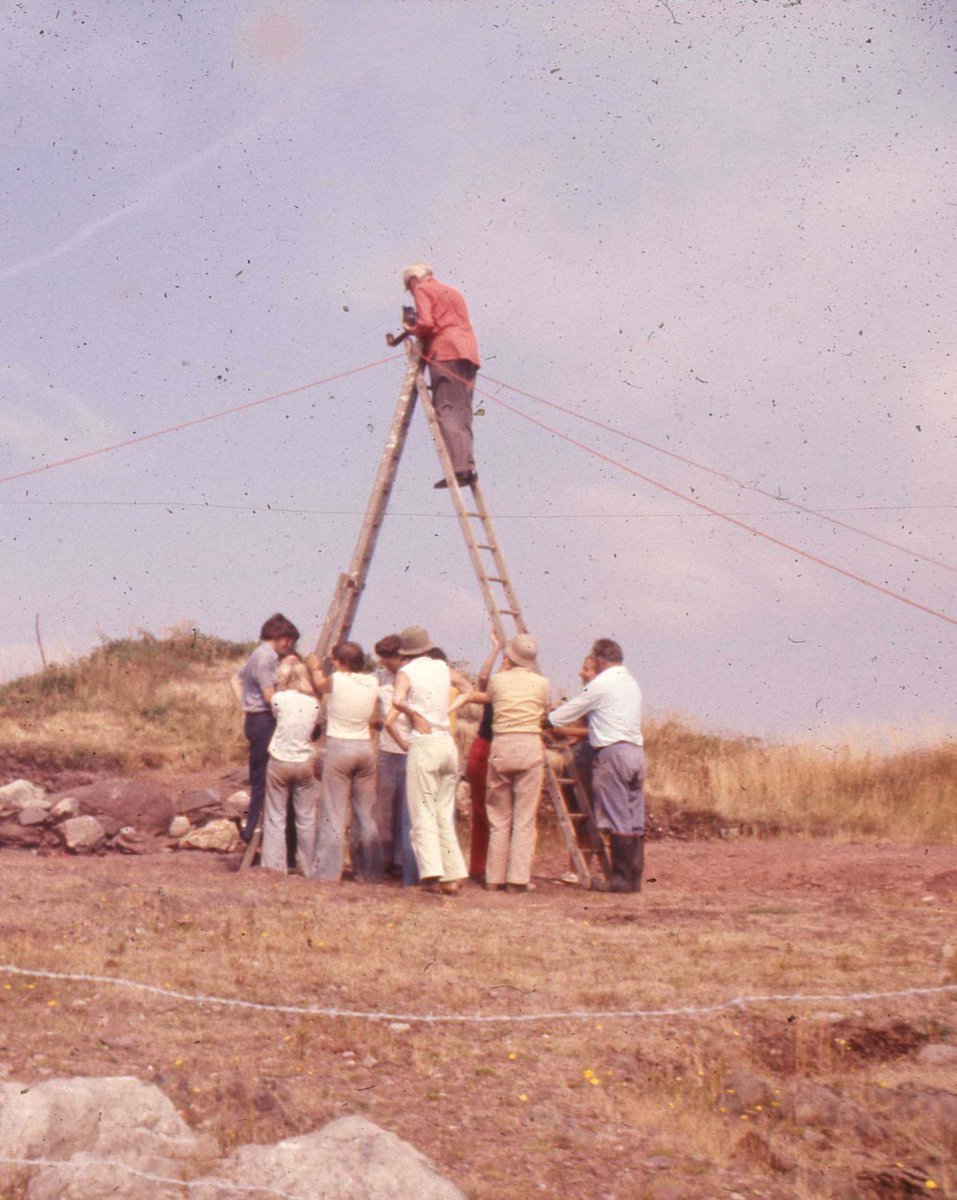 👀We're excited about what our future holds,but we've also been looking back at our history. Here is Prof Grimes(First Chairman of DyfedTrust)photographing his excavations at Dale Fort in the 70s. How many Archaeologists does it take to hold a ladder? (Insert your punchline here)