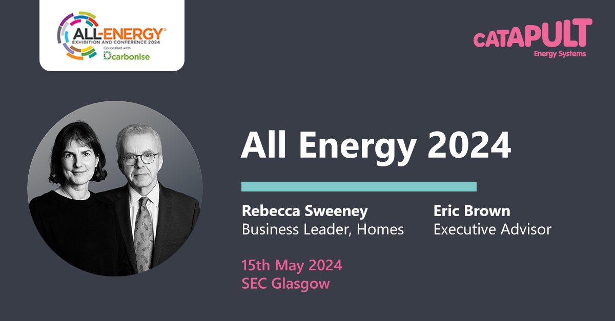 We’re attending @AllEnergy on 15-16th May at the SEC in Glasgow. Catch key insights from Eric Brown, Executive Advisor at Energy Systems Catapult, and Rebecca Sweeney Business Leader, Homes. There’s still time to register 👉 orlo.uk/PBMic #AllEnergy24