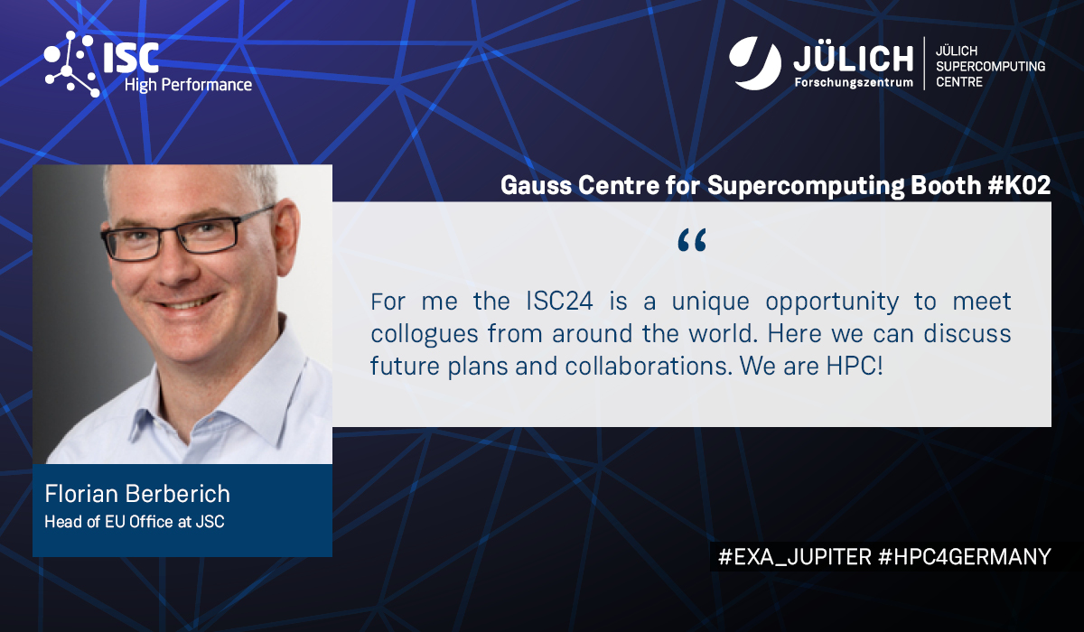 Meet our experts at #ISC24 Florian is part of the (Inter)national Coordination and Networking Team. He is responsible for international Cooperation at JSC. Main focus is the European #HPC Ecosystem with a longstanding experience with the @PRACE_RI 🎙️app.swapcard.com/widget/event/i…